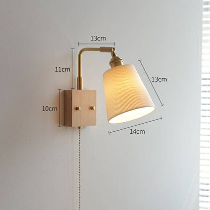 Ceramic Wall Light With Wood Plate - 112WL - Modefinity