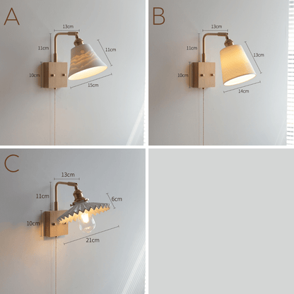 Ceramic Wall Light With Wood Plate - 112WL - Modefinity