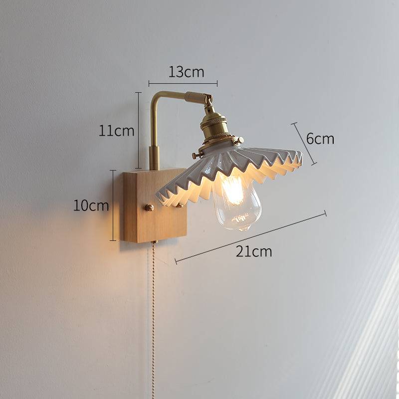 Ceramic Wall Light With Wood Plate - 112WL - Modefinity