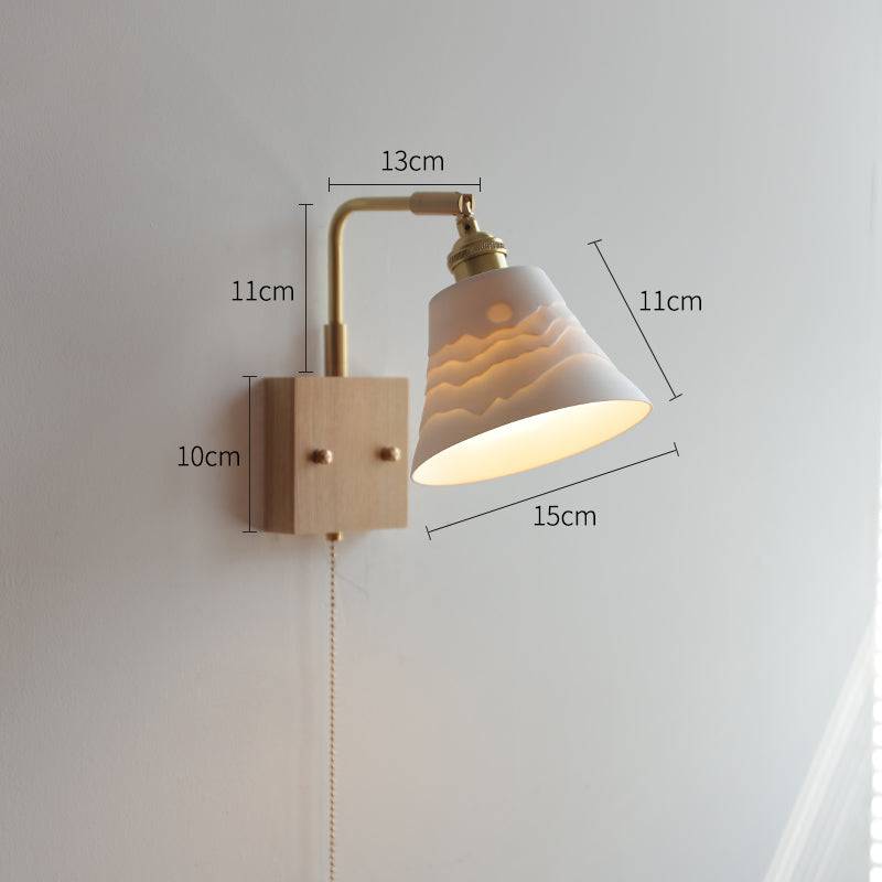 Ceramic Wall Light With Wood Plate - 112WL - Modefinity