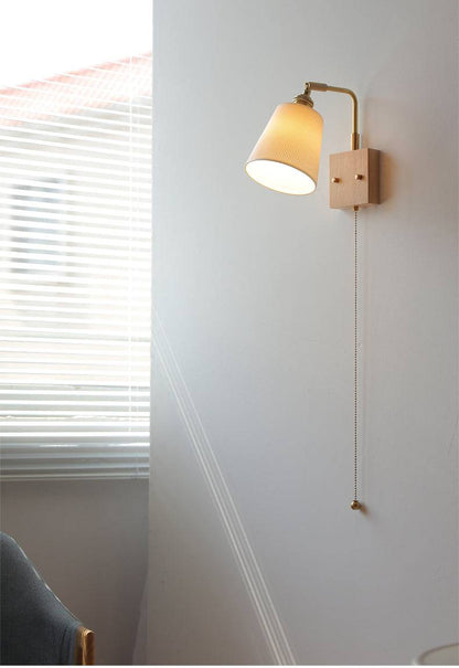 Ceramic Wall Light With Wood Plate - 112WL - Modefinity