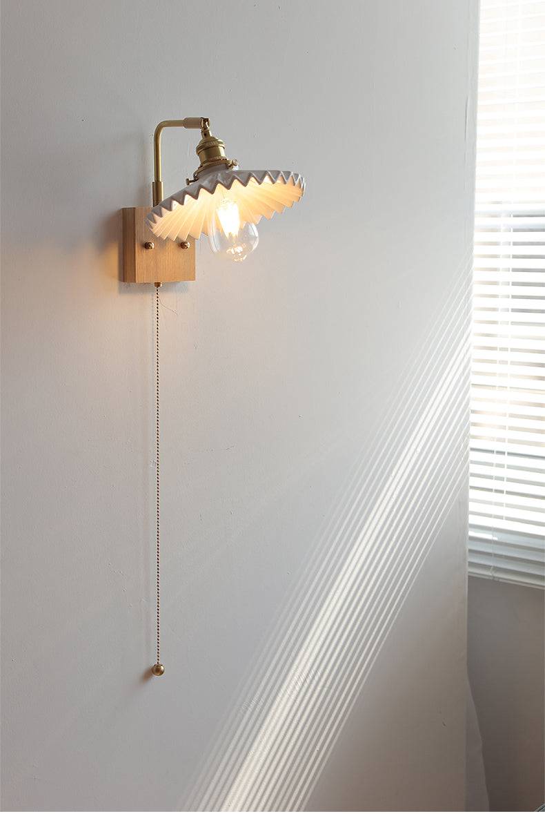 Ceramic Wall Light With Wood Plate - 112WL - Modefinity