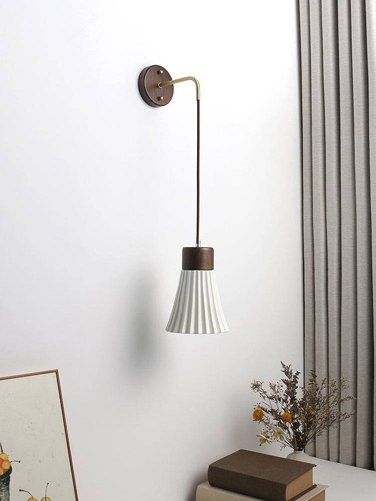 Ceramic Wall Light With Wood Plate - 114WL - Modefinity