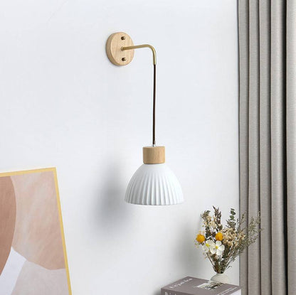 Ceramic Wall Light With Wood Plate - 115WL - Modefinity