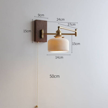 Ceramic Wall Light With Wood Plate - 116WL - Modefinity