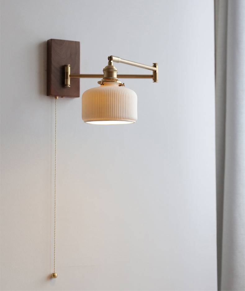 Ceramic Wall Light With Wood Plate - 116WL - Modefinity