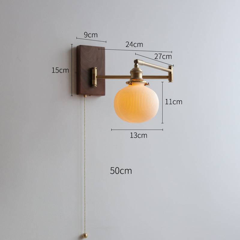 Ceramic Wall Light With Wood Plate - 116WL - Modefinity