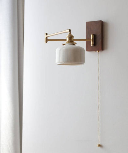 Ceramic Wall Light With Wood Plate - 116WL - Modefinity