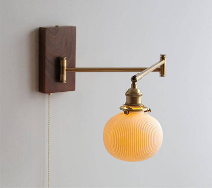 Ceramic Wall Light With Wood Plate - 116WL - Modefinity