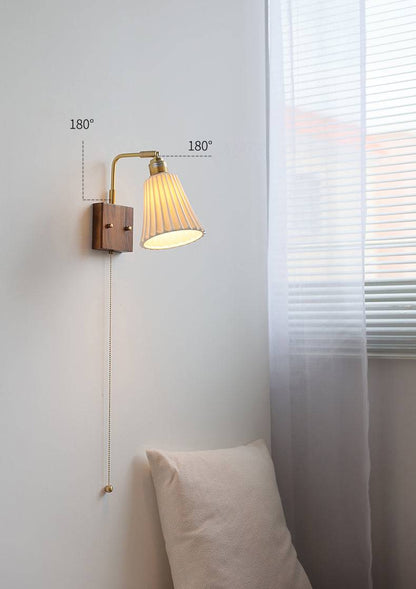 Ceramic Wall Light With Wood Plate - 117WL - Modefinity