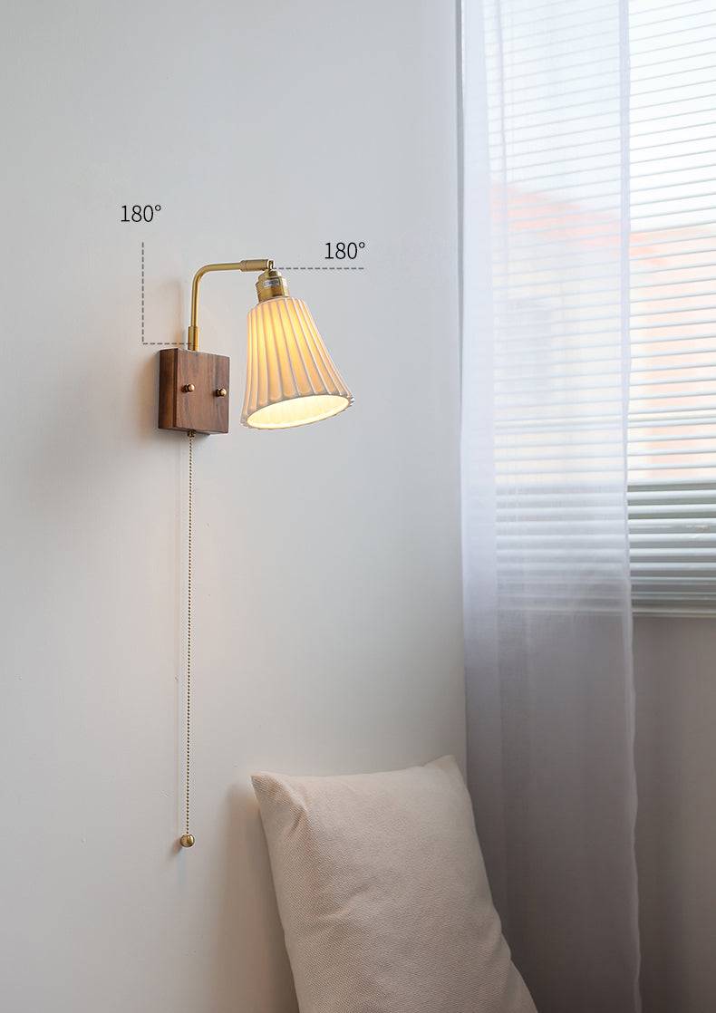 Ceramic Wall Light With Wood Plate - 117WL - Modefinity