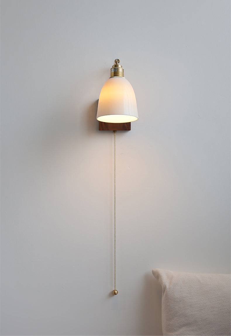 Ceramic Wall Light With Wood Plate - 117WL - Modefinity