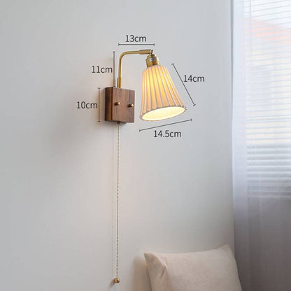 Ceramic Wall Light With Wood Plate - 117WL - Modefinity