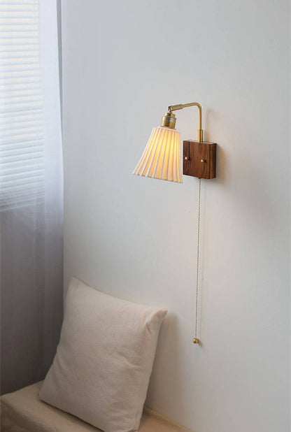 Ceramic Wall Light With Wood Plate - 117WL - Modefinity