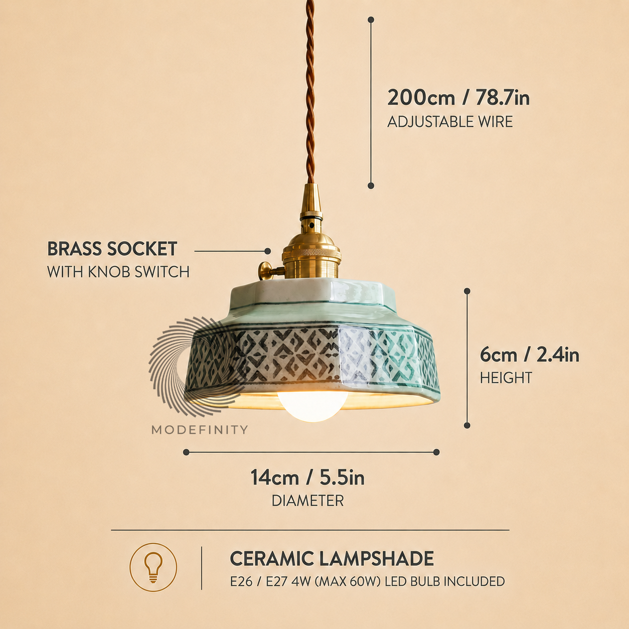Kyoto Handcrafted Ceramic Pendant Light