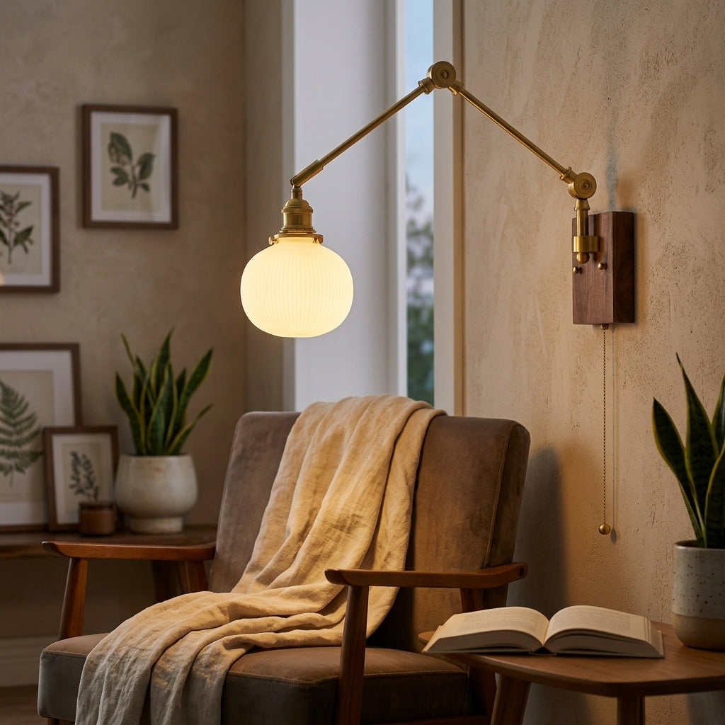 Retro Brass Wall Sconce with Fluted Glass Shade - 130WL - Modefinity