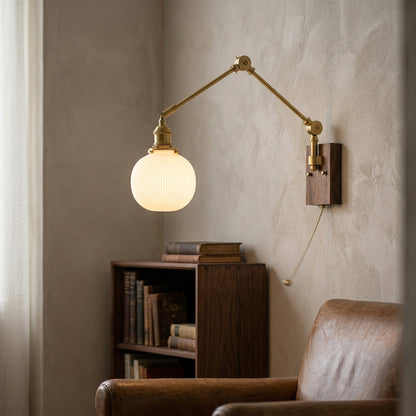 Retro Brass Wall Sconce with Fluted Glass Shade - 130WL - Modefinity