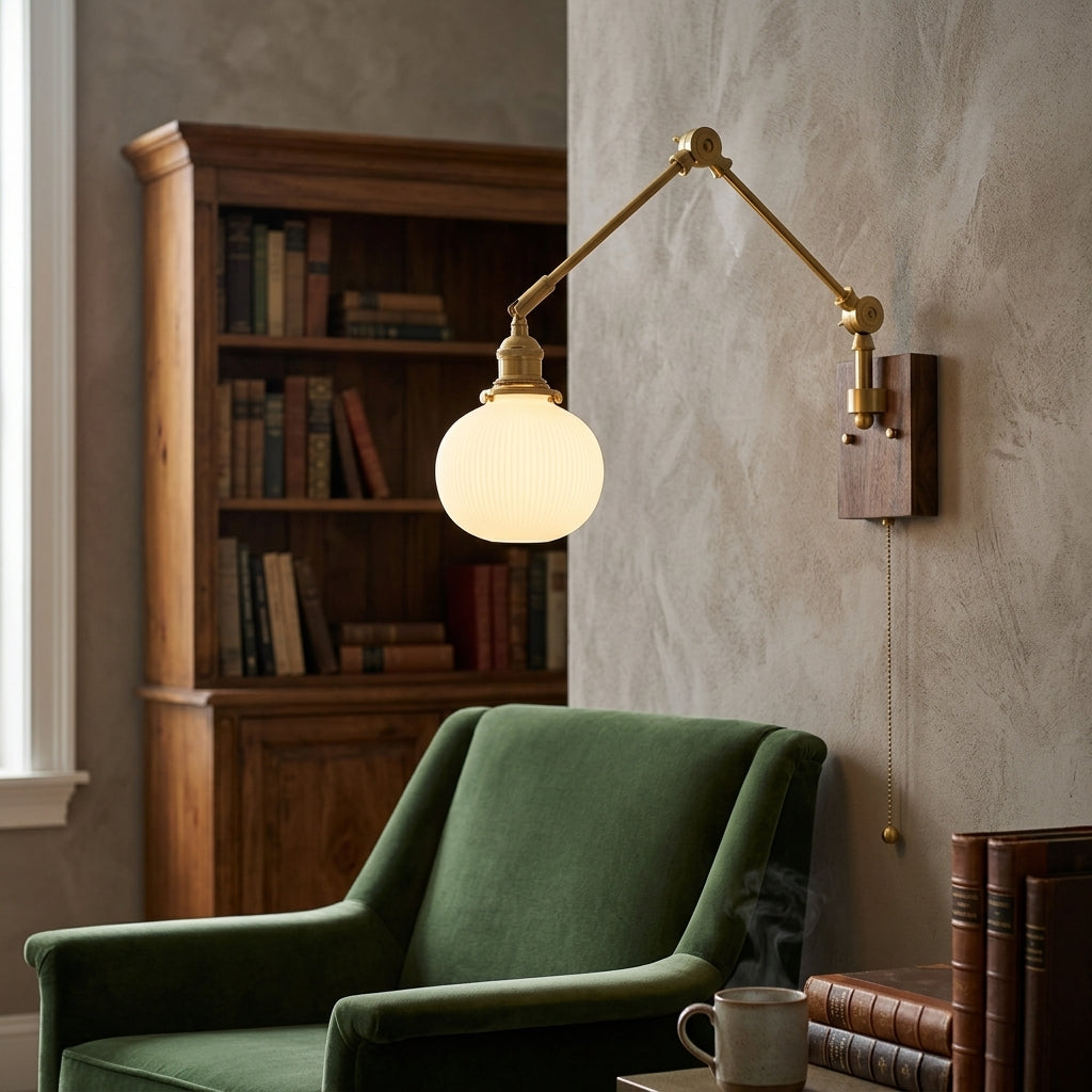 Retro Brass Wall Sconce with Fluted Glass Shade - 130WL - Modefinity