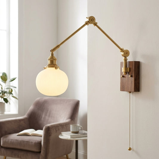 Retro Brass Wall Sconce with Fluted Glass Shade - 130WL - Modefinity