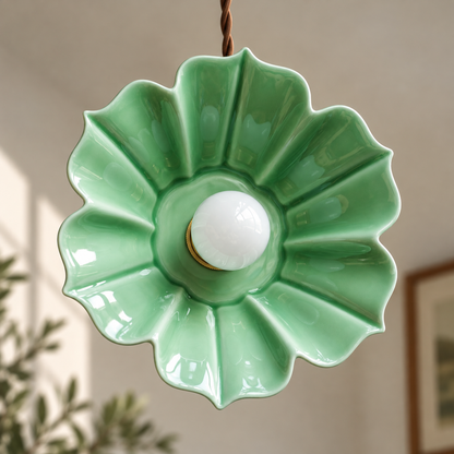 Petal Ceramic Mini Pendant Light – Fluted Flower Shade