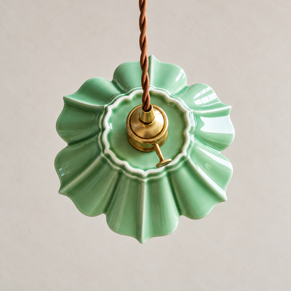Petal Ceramic Mini Pendant Light – Fluted Flower Shade