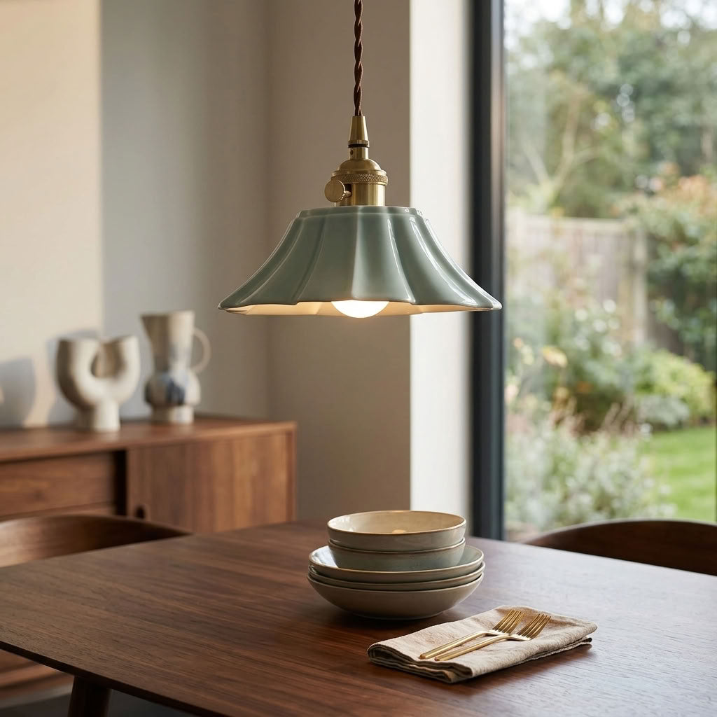 Petal Ceramic Mini Pendant Light – Fluted Flower Shade