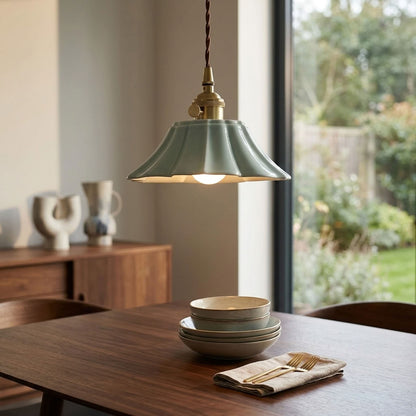 Petal Ceramic Mini Pendant Light – Fluted Flower Shade