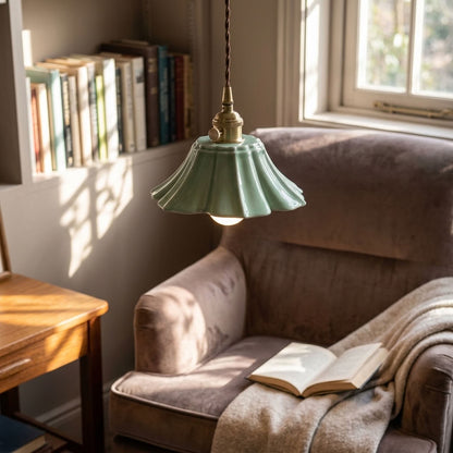 Petal Ceramic Mini Pendant Light – Fluted Flower Shade