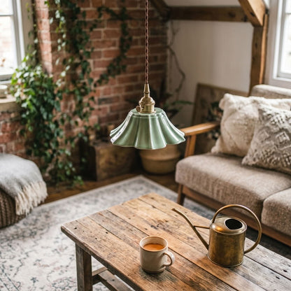 Petal Ceramic Mini Pendant Light – Fluted Flower Shade
