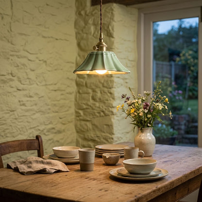 Petal Ceramic Mini Pendant Light – Fluted Flower Shade