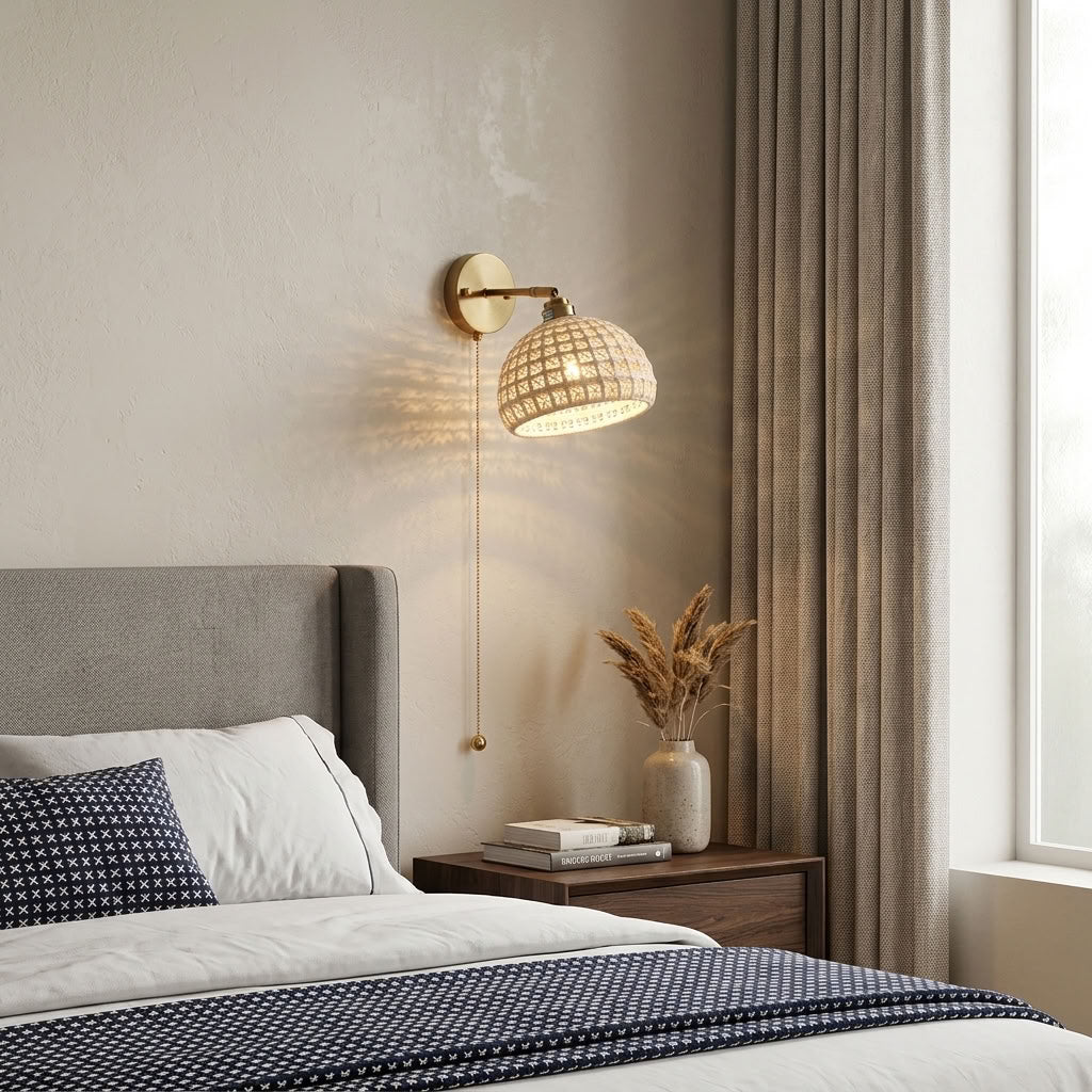 White Ceramic Wall Sconce – Brass Wall Light | 225ST