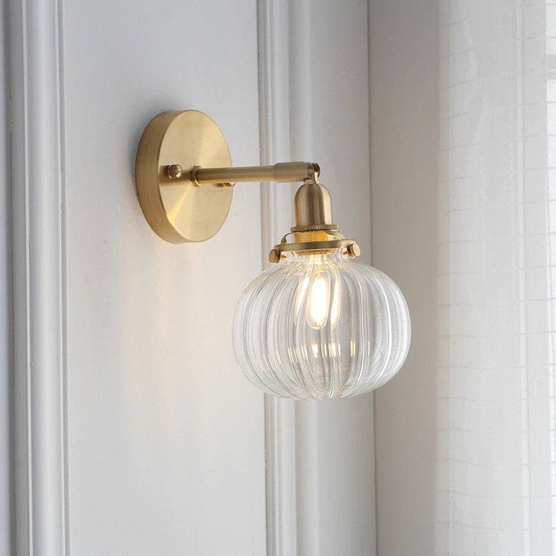 Clear Glass Brass Wall Light - 233GBWL - Modefinity