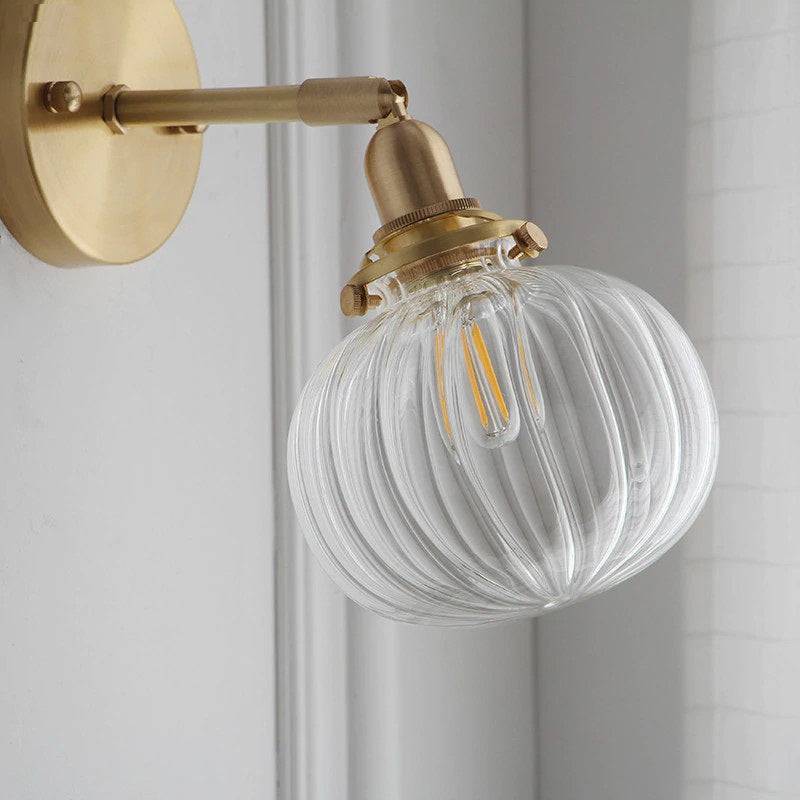 Clear Glass Brass Wall Light - 233GBWL - Modefinity