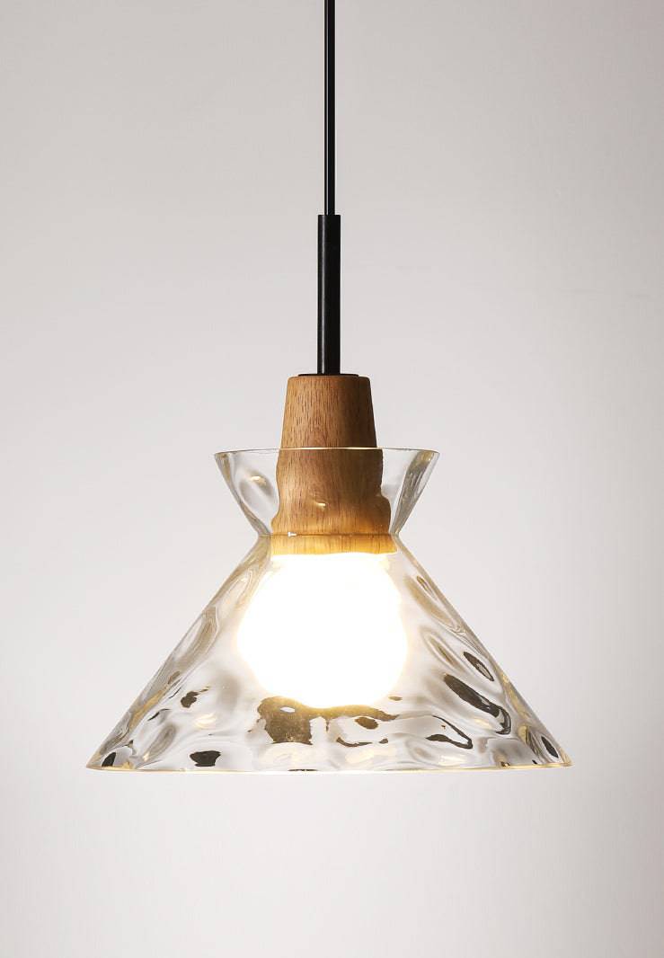 Clear Glass Pendant Light With Wood Lampholder - 101NS - Modefinity