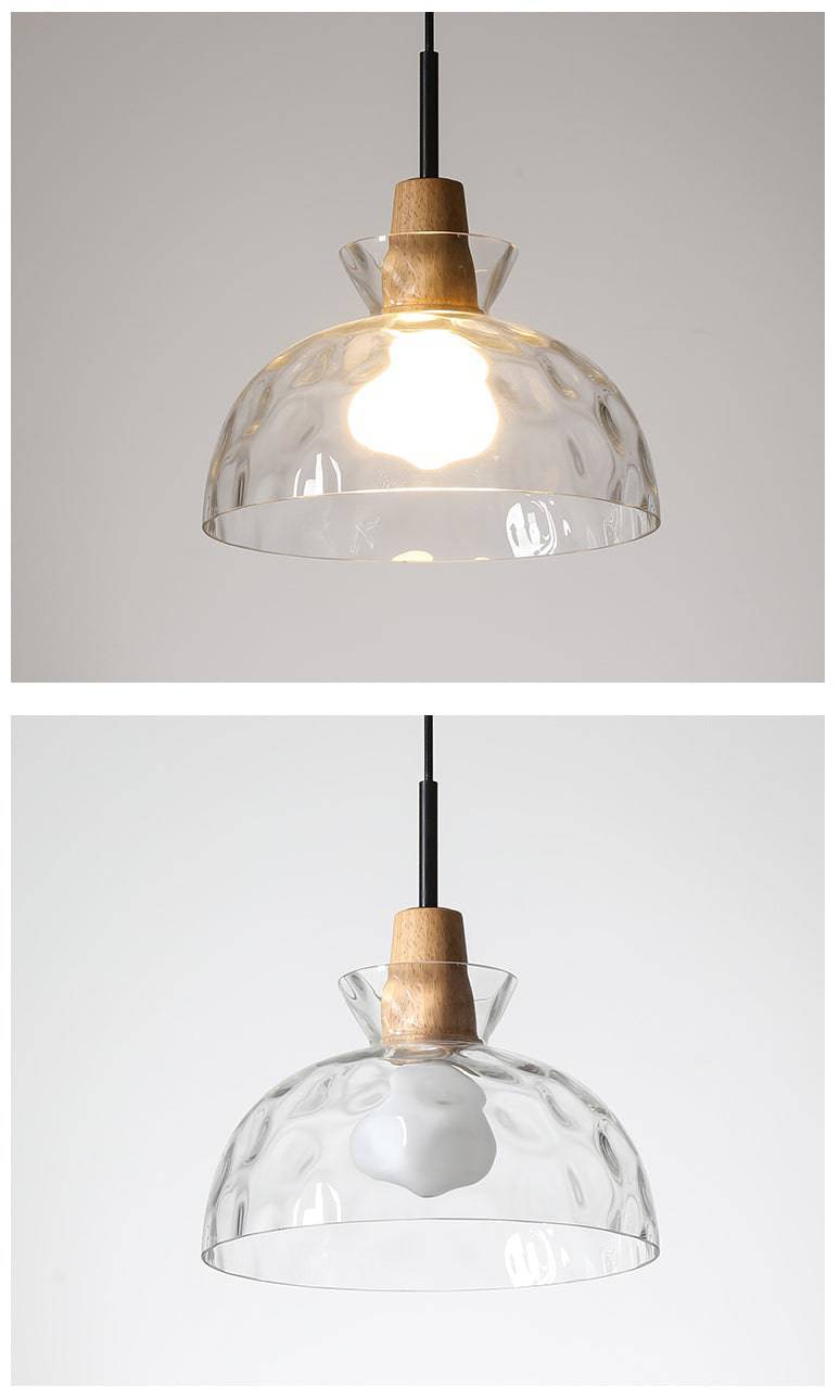 Clear Glass Pendant Light With Wood Lampholder - 101NS - Modefinity