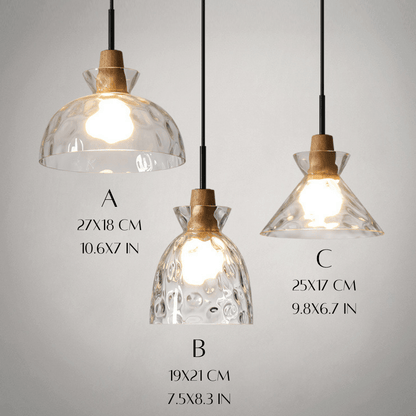 Clear Glass Pendant Light With Wood Lampholder - 101NS - Modefinity