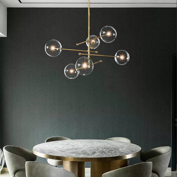 Contemporary Chandelier With Clear Globe Bubbles - 1GCH1 - Modefinity