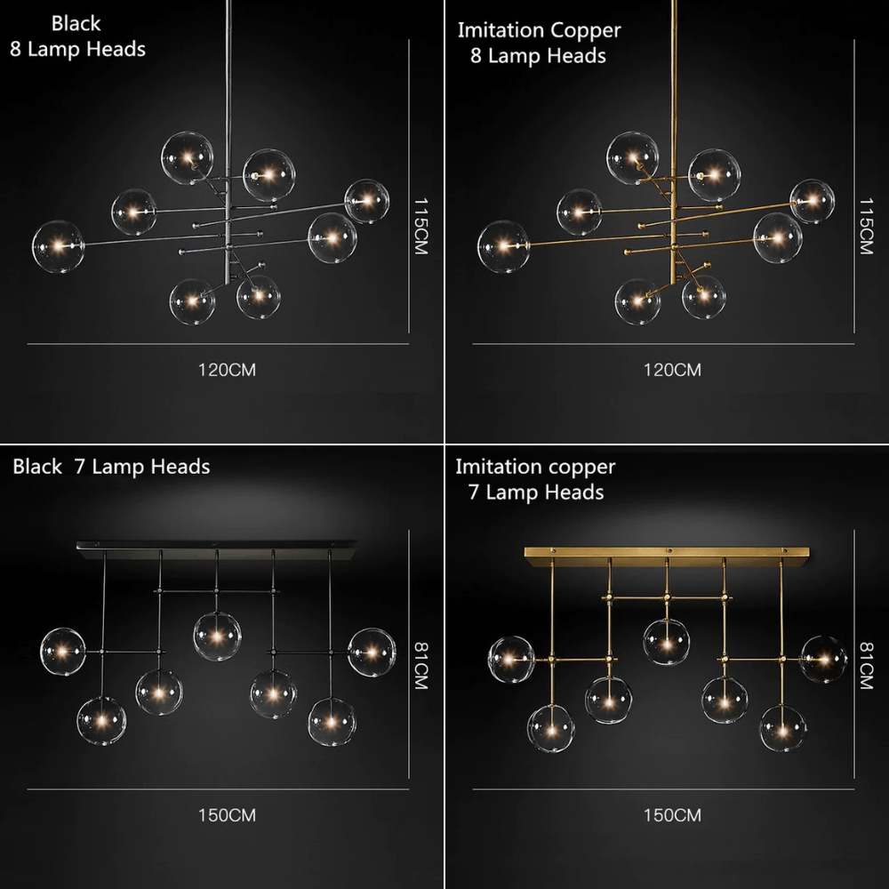 Contemporary Chandelier With Clear Globe Bubbles - 1GCH1 - Modefinity