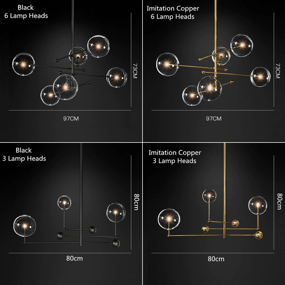 Contemporary Chandelier With Clear Globe Bubbles - 1GCH1 - Modefinity