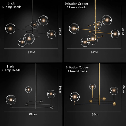 Contemporary Chandelier With Clear Globe Bubbles - 1GCH1 - Modefinity