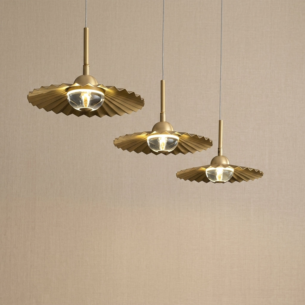Fluted Brass Crystal Pendant Light - 104CL