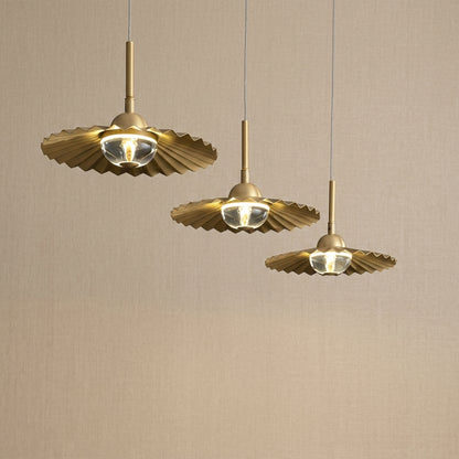 Fluted Brass Crystal Pendant Light - 104CL