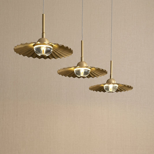Fluted Brass Crystal Pendant Light - 104CL