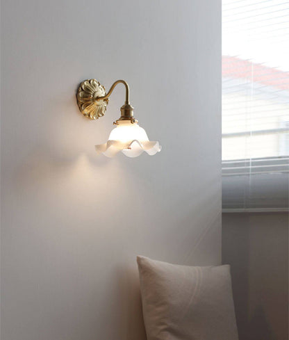 Curved Gooseneck Glass Brass Wall Sconce Light - 230GBWL - Modefinity