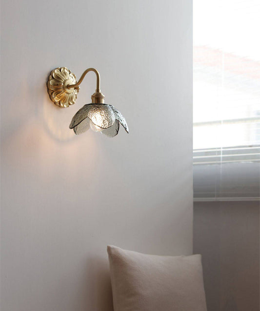 Curved Gooseneck Glass Brass Wall Sconce Light - 230GBWL - Modefinity