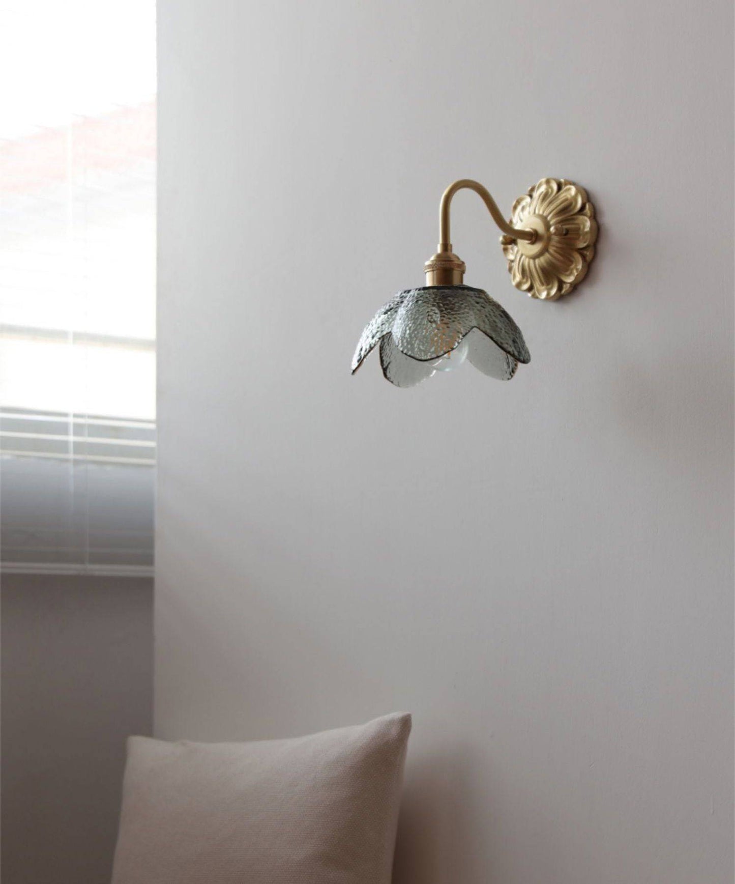 Curved Gooseneck Glass Brass Wall Sconce Light - 230GBWL - Modefinity