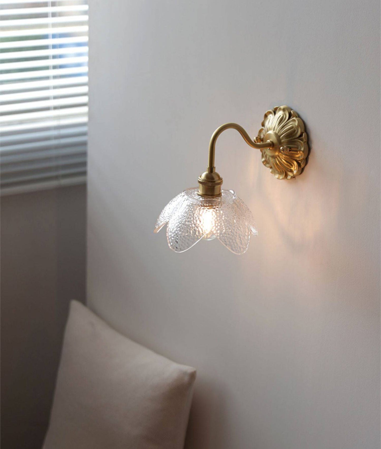 Curved Gooseneck Glass Brass Wall Sconce Light - 230GBWL - Modefinity