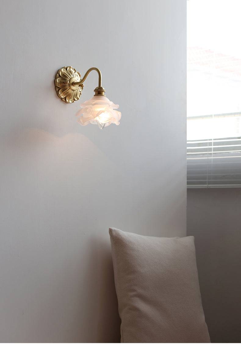 Curved Gooseneck Glass Brass Wall Sconce Light - 230GBWL - Modefinity