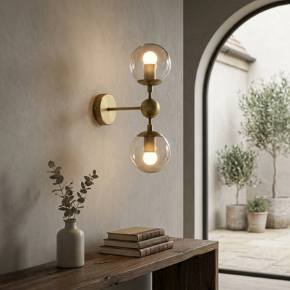 Gold Double Glass Wall Light - 205GWL - Modefinity