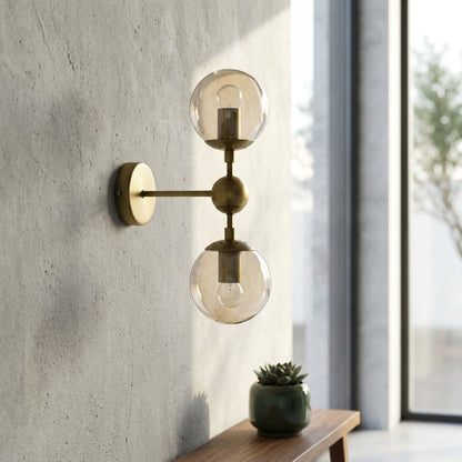 Gold Double Glass Wall Light - 205GWL - Modefinity